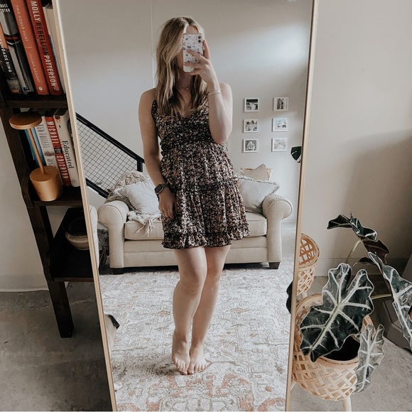Inspired Hearts Dresses & Skirts - Inspired Hearts Black Floral Strappy Mini Dress